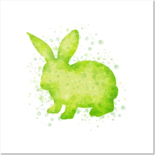 Watercolor Splash Green Bunny Art Posters and Art